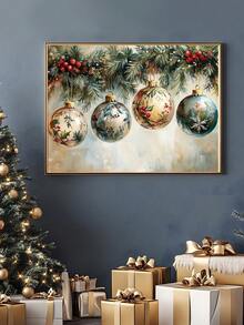 1pc Christmas Donkey Print, Nativity Wall Art, Rustic Holiday Decor, Religious Christmas Printable,Christmas Wall Art, Vintage Christmas Ornament Print, Christmas Wall Decor, Holiday Wall Art, Floral Christmas Painting, Victorian Flower Holly Garland Home Decor Christmas Decorations Room Decor - Multicolor - View 6