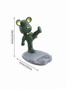 1pc Cartoon Bear Shaped Phone Stand, Compatible With Both Mobile Phones And Tablets, Suitable For Office Desktop, Bedside, Living Room, Study, Bedroom, Gifts, Etc.! Back To School - Green kick - View 6