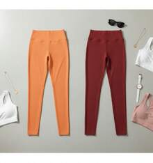 Women Leggings - Naranja Rojo - View 2