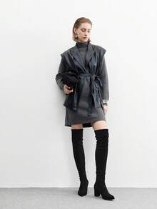 CUCCOO BIZCHIC Women's Pointed Toe Casual Versatile Fashion High Heel Over-The-Knee Boots - Black - View 2