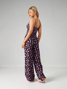 Missguided x Playboy Lippen-Muster Träger-Top und weite Palazzo Hose Pyjama Set Nachtwäsche Loungewear Matching Co-Ord Set - Verschiedenfarbig - Übersicht 2