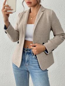 Plus Size Blazers - Apricot - View 1