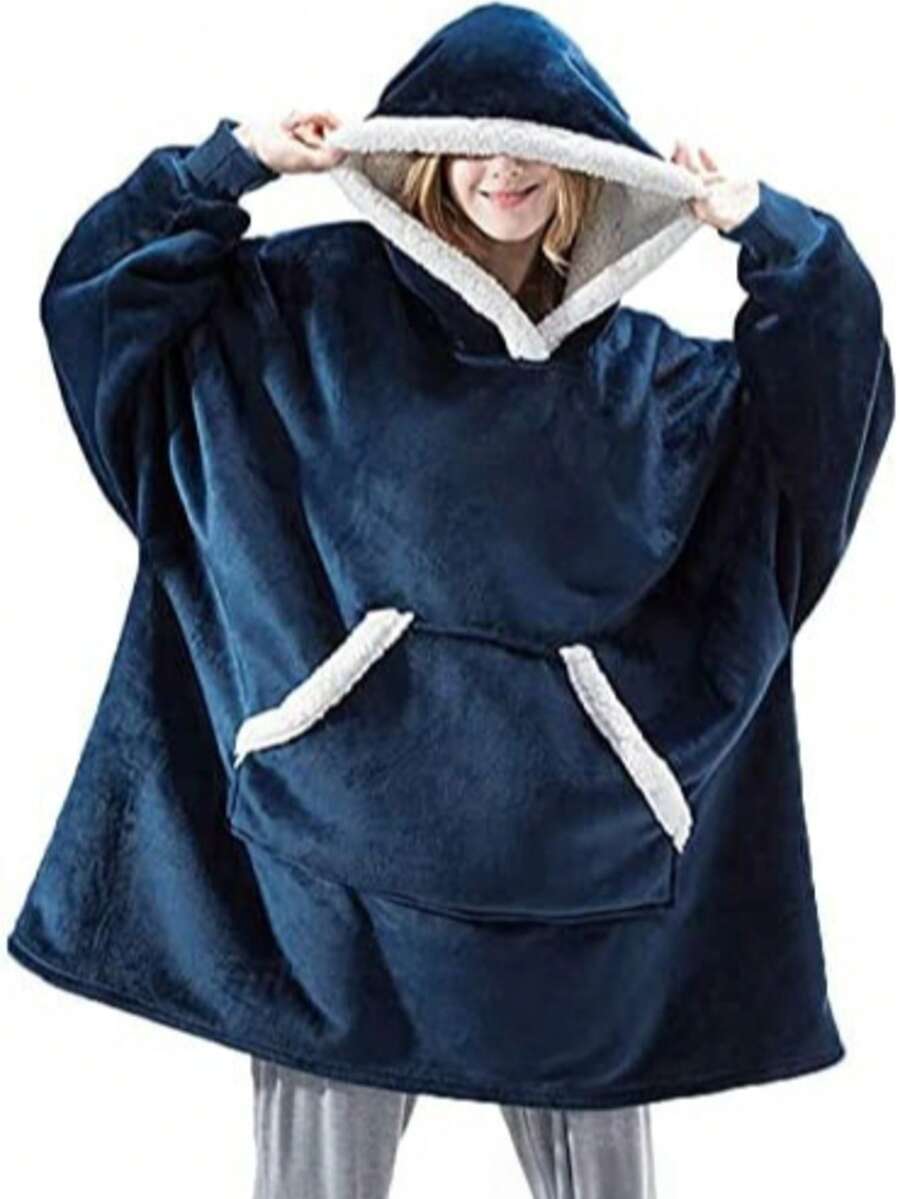 1 pieza Manta con capucha para mujer y hombre, manta con capucha oversize, sudadera con capucha y manta gruesa y cálida, manta de felpa cómoda y cálida con mangas y bolsillo grande, manta con capucha cómoda para usar en interiores y exteriores, gran regalo para amigos y familiares en Navidad - Multicolor - Ver 1