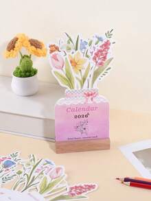 Calendário de mesa decorativo com flores, 2026 anos, design criativo e elegante que não ocupa espaço na mesa. Ideal para presentear amigos. - Peça única - Ver 8