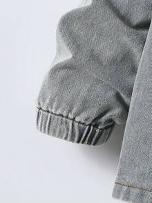 SHEIN 男童休闲连帽上衣搭配多口袋直筒工装裤牛仔套装