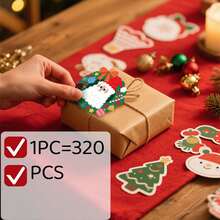 1PC = 320pcs Large Asymmetric Cartoon Christmas Graffiti Stickers 3.8cm PVC Self-Adhesive Sealing Stickers For Festive Parties - Multicolor - View 7