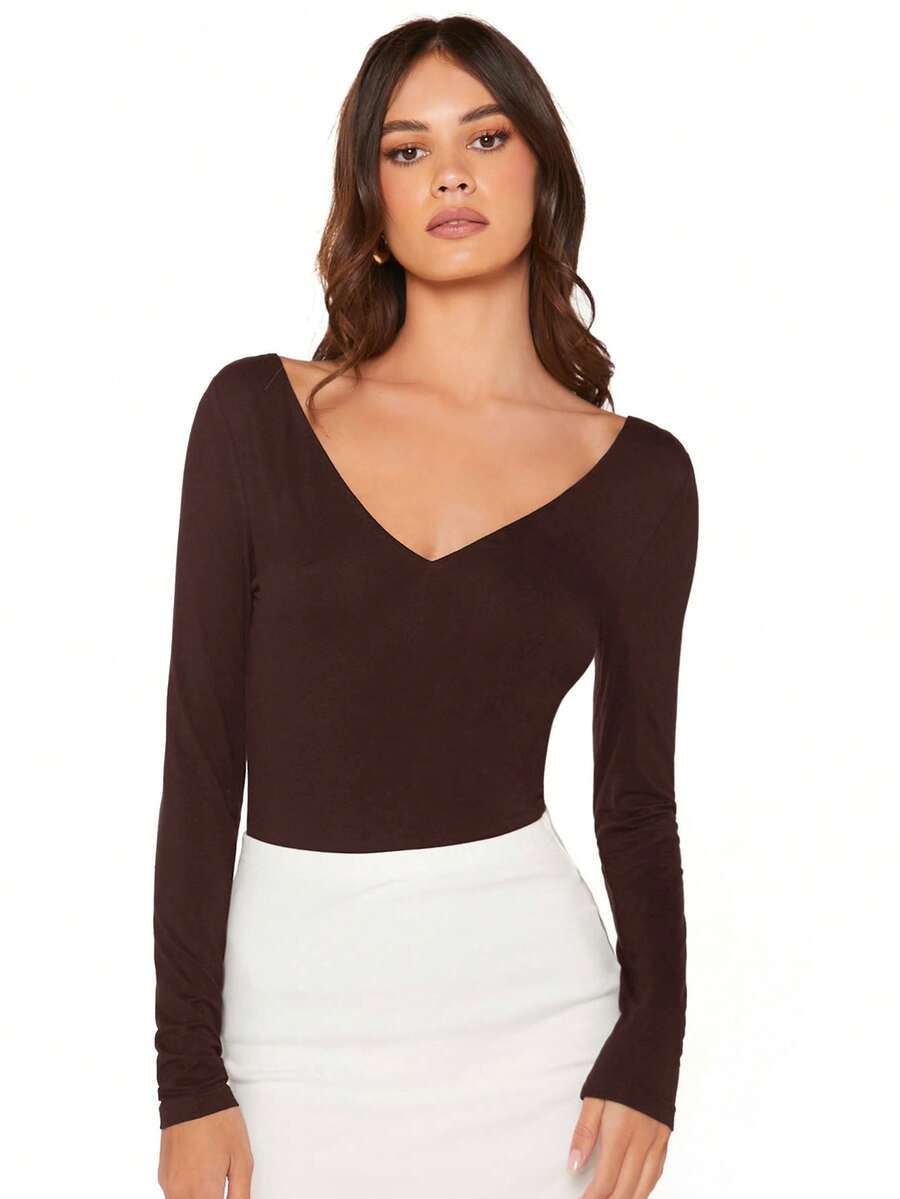 Camiseta Basica Marron Larga