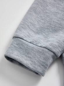 SHEIN ChillGRL 2pcs/Set Tween Girls Romweezy Grey Autumn Casual School Back-To-School Splice Contrast Color 2 In 1 Collared V-Neck Cropped Sweatshirt&Wide Leg Pants - Grey - View 6