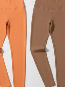 Paquete de dos Leggins deportivos - Naranja Cafe - Ver 1