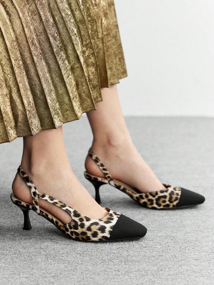 CUCCOO BIZCHIC Women's Fashionable High-Heeled Shoes With Elegant And Comfortable Color Card Splicing And Commuting Cutout Design