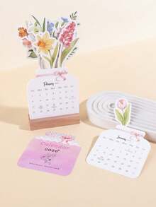 Calendário de mesa decorativo com flores, 2026 anos, design criativo e elegante que não ocupa espaço na mesa. Ideal para presentear amigos. - Peça única - Ver 7