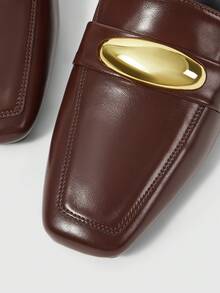 Sleekvia Giày bệt hở gót thấp màu đen cổ điển - Cà phê nâu - Xem 7