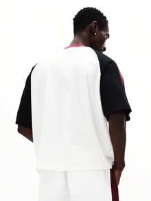 SUMWON Tokyo Varsity Style Boxy Fit Short Sleeve T-Shirt With Contrast Raglan Sleeves And Chest Print For Casual Summer Wear - Multicolor - View 2