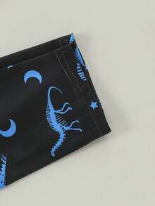 Conjunto de pijama de 2 piezas con top de manga larga y pantalones con estampado de dinosaurio que brilla en la oscuridad, ajuste ceñido para niños - Multicolor - Ver 7