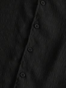 Manfinity Hypemode Men's Solid Color Minimalist Casual Long Sleeve Shirt Men Black Long Sleeve Shirt Crop Men S Shirt Black Cropped Shirt Men Men S Boxy Shirt - Black - View 5