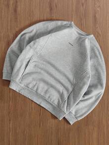 TOKVUE 男士休闲套头圆领插肩长袖卫衣 - 淺灰色 - 查看 4