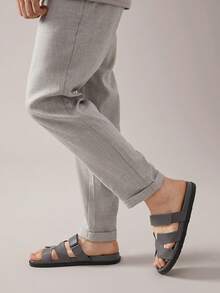 SHUZIA #QuietLuxury 男士 H 建筑灰色厚底鞋床拖鞋 - 几何 PU 和防滑鞋底 | 专为度假胜地和地铁漫步而设计 - 彩色 - 查看 3