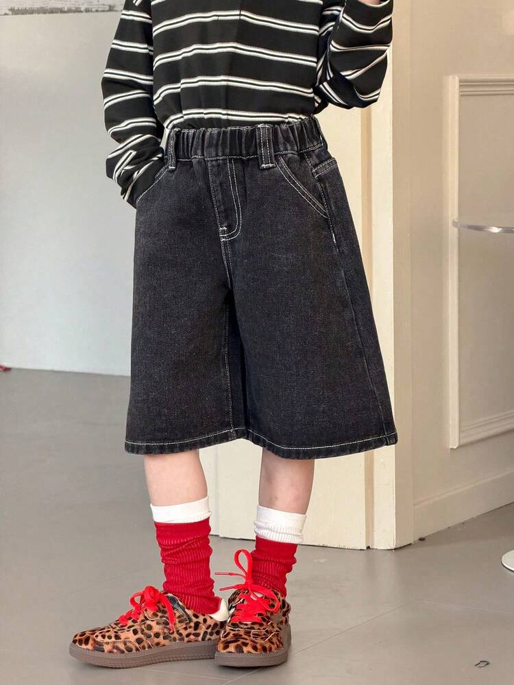 Young Girls Loose Casual Denim Shorts Spring
