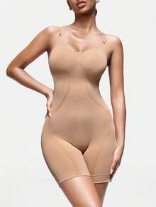 SHAPORA 女士塑身衣，连体直筒裤，完美塑形腰线，收腹提臀，四季皆宜 - 杏色 - 查看 2