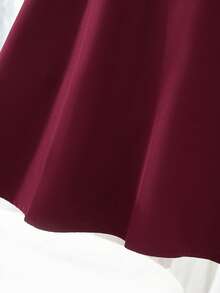 SHEIN Đầm dài tay rộng họa tiết ruy băng vàng cổ điển màu đỏ cho bé gái thanh lịch và dễ thương - Đỏ - Xem 3