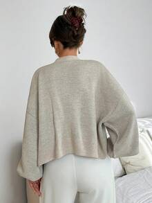 EURMUSE Women's Gentle Kaki Cardigan With Embroidery - Beige - View 2