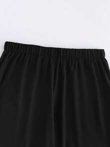 Linhara 大码女式经典黑白条纹不对称下摆长袖宽松休闲时尚衬衫和配套纯色直筒裤两件套，Regalyn 简约通勤工作日常百搭款 - 黑與白 - 查看 4