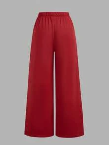 SHEIN ChillGRL 2 件套青少年女孩休闲时尚数字图案 V 领短袖上衣和阔腿运动裤套装 - 彩色 - 查看 6