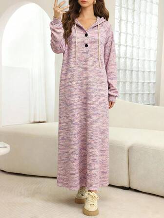 Mulvari Robe à capuche boutonnée avec blocs de couleurs pour femmes, automne/hiver