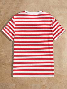 HIMLAND Men Striped Print Tee - Red and White - View 2