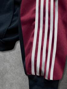 ROMWE MEN Street Life Men's Patchwork Contrast Color Hoodie, Loose Cropped Style - Black - View 4