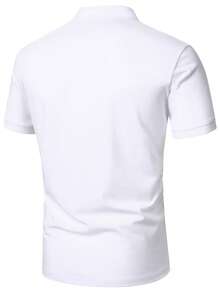 Manfinity Mode 男士经典立领休闲Polo衫，男士T领T恤，男士夏季服装，男士高尔夫球衫，男士短袖T恤，适合周末旅行、户外活动、探险旅行、轻松的工作环境或半正式场合，可作为男友/丈夫礼物、周年纪念/生日礼物、派对、暑假、新年、婚礼、情人节等场合穿着。 - 白色 - 查看 2