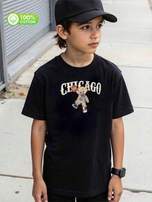 algodón puro boys  t shirts camisas para niño  boys clothes ropa de niño boy clothes boy clothes for kids graphic kids clothes boys boy clothes teen boy clothes boy shirts cute tops - Negro - Ver 1