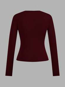 SHEIN EZwear 4件套女士休闲紧身圆领长袖T恤套装 - 彩色 - 查看 10