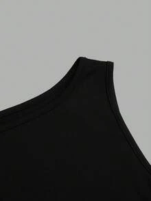 Sweetra Bộ 2 món áo tank top crop không tay tối giản thời trang cỡ lớn. - Nhiều màu - Xem 7