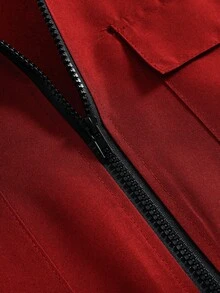 PAVTROS 男士休闲百搭纯色短袖衬衫 - 紅色 - 查看 5