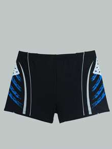 Manfinity Swimmode Plus Size Men's Beach Vacation Casual Printed Swim Trunks