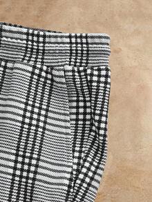 HIMLAND 男士字母印花短袖T恤和格子裤，复古夏季套装，舒适穿搭，情侣装