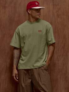 Musero Oversized Short Sleeve Graphic Printed T-Shirt Fall/SPRING SUMMER - Army Green - View 4