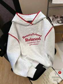 Resyla 休闲宽松连帽长袖女式卫衣 - 淺灰色 - 查看 1