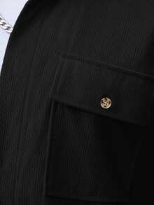 Manfinity Homme 2pcs Men's Corduroy Work Shirt Set - Black - View 3