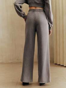 Anewsta Quần thể thao nữ ống đứng dáng suông, thiết kế mới, kiểu dáng wash, đính cườm, màu đen, thích hợp cho mùa xuân, hè, lễ hội và mặc thường ngày. - Màu xám đen - Xem 7