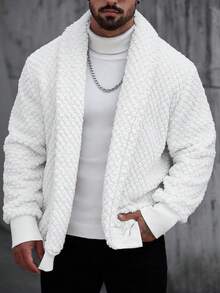 Manfinity Homme 男士休闲加绒长袖外套，日常外衣 - 白色 - 查看 6