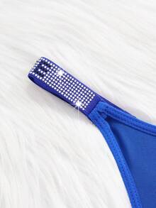 Women's Sexy Sequins Letter Romantic Fashion G-String Panties, Rave - Royal Blue - View 3