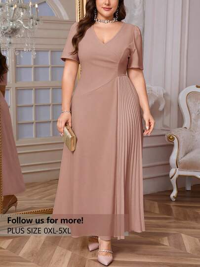 Firerie Plus Size Women's Comfortable Casual Elegant Ruched Loose Stretch Date Party Short Sleeve Dress, Spring/Summer Flowy Dress,Formal Dresses For Women