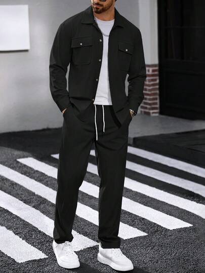 Manfinity CasualCool 男士灯芯绒工作衬衫两件套