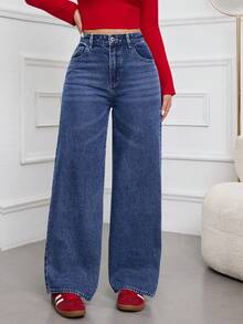 Rivivi Jeans casuales de pierna recta y holgados para uso diario - Azul - Ver 5