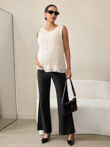 MaterniWear 孕妇纯色弹力腰优雅百搭喇叭裤