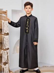 SHEIN Set de 2 batas casuales blanca y negra para niño preadolescente, adecuado para primavera y verano