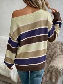 SHEIN LUNE Damen Lässiger Off-Shoulder Pullover, geeignet für Herbst/Winter - Verschiedenfarbig - View 2