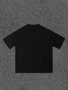 Manfinity Dauomo Men's T-Shirt With Dog Pet & Beverage Prints, Cute Street Style Y2K Skateboard Graphic Short Sleeve Tee, Summer - Black - View 2